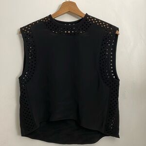 3.1 Phillip Lim laser cut shell cropped high low top - Size 4